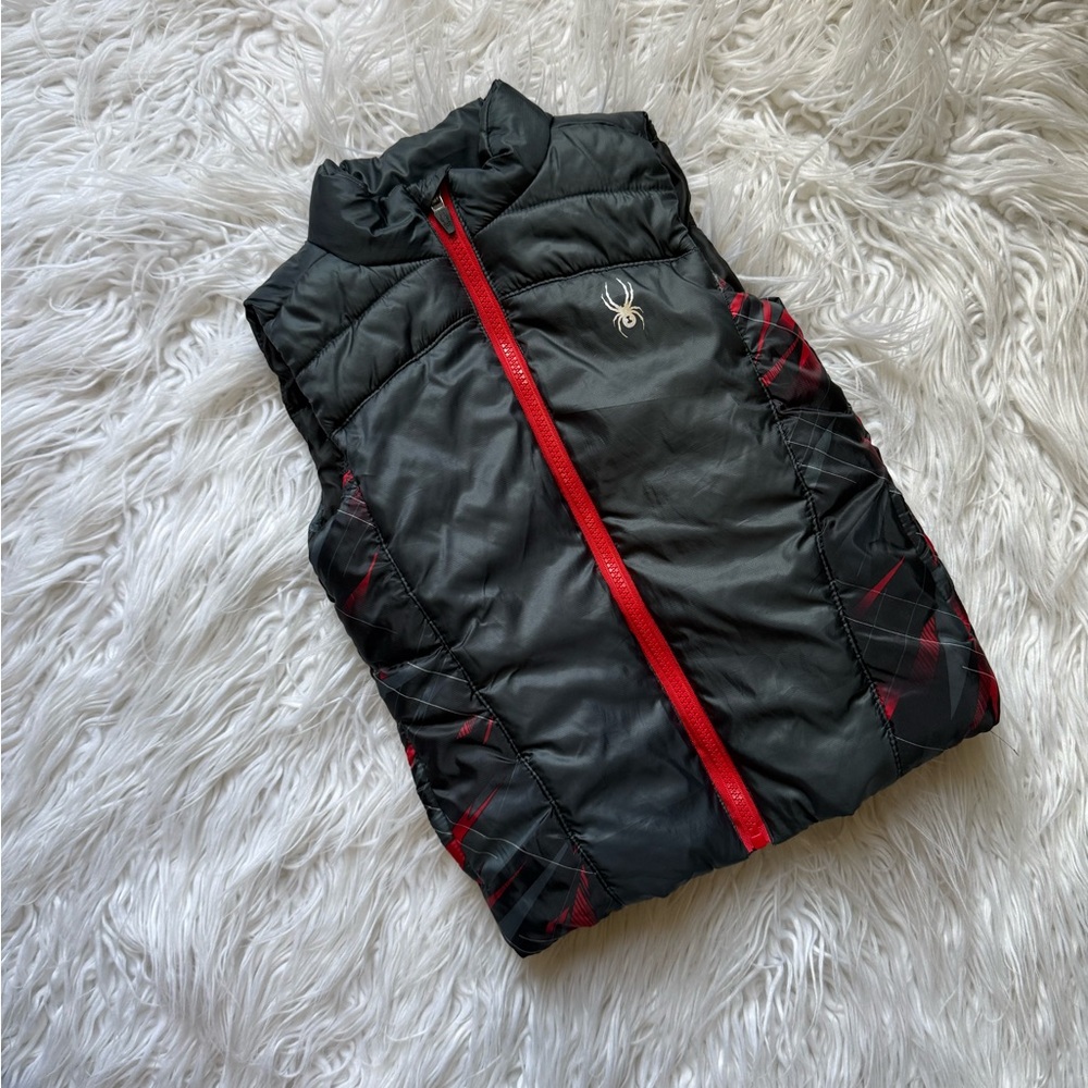 Spyder Black Puffer Vest with Red Logo